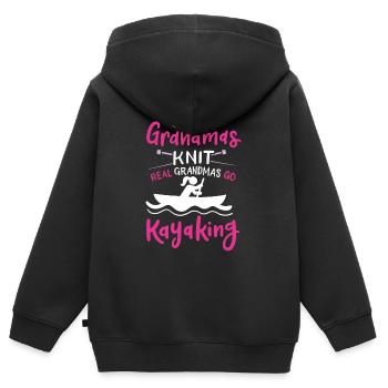 Kayak Some Grandmas Knit Real Grandmas Go Kayaking - Kids Premium Organic Zip-up Hoodie - black - Back - AI Model Kid Male (0cm)