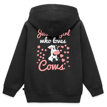 cow - Kids Premium Organic Zip-up Hoodie - black - Back - AI Model Kid Male (0cm)