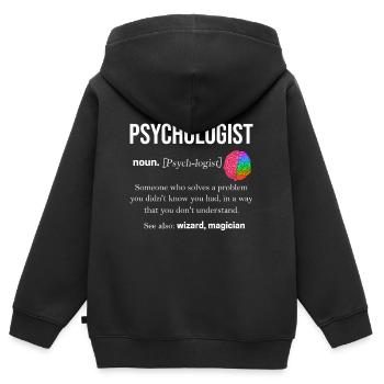 Psychologie psychologue thérapeute cadeau psyché - Sweat Premium à capuche zippé enfant bio - noir - Dos - AI Model Kid Male (0cm)