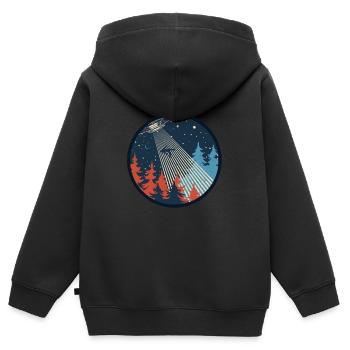UFO Alien Abduction Retro Aliens Spaceship Cadeau - Sweat Premium à capuche zippé enfant bio - noir - Dos - AI Model Kid Male (0cm)