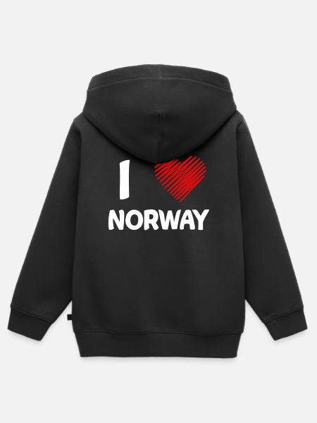 Norwegen - Kinder Premium Organic Zip Hoodie - Schwarz