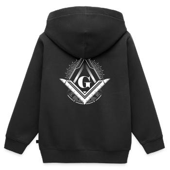 Illuminati Freimaurer Verschwörungsdreieck Pyramide - Kinder Premium Organic Zip Hoodie - Schwarz - Hinten - AI Model Kid Male (0cm)