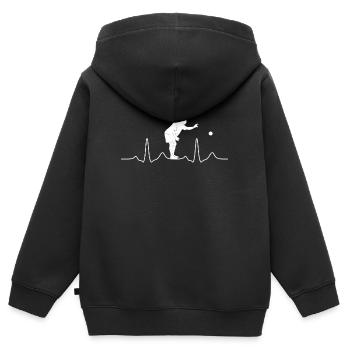 Boule Petanque Boccia Heartbeat - Sweat Premium à capuche zippé enfant bio - noir - Dos - AI Model Kid Male (0cm)