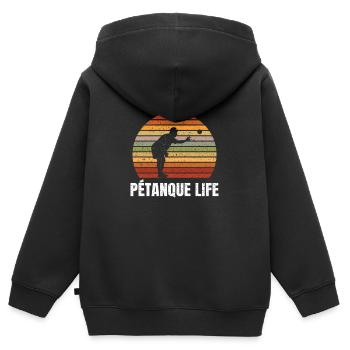 Petanque life retro vintage - Kinder Premium Organic Zip Hoodie - Schwarz - Hinten - AI Model Kid Male (0cm)