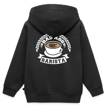 Café Barista Café en grains - Sweat Premium à capuche zippé enfant bio - noir - Dos - AI Model Kid Male (0cm)