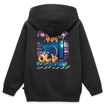 hip hop - Sweat Premium à capuche zippé enfant bio - noir - Dos - AI Model Kid Male (0cm)