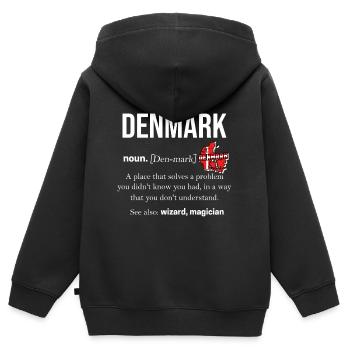 Dänemark Kopenhagen Skandinavien Danish Europa - Kinder Premium Organic Zip Hoodie - Schwarz - Hinten - AI Model Kid Male (0cm)