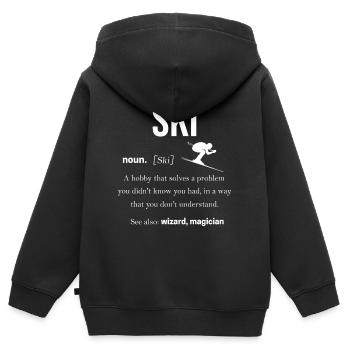 ski - Sweat Premium à capuche zippé enfant bio - noir - Dos - AI Model Kid Male (0cm)