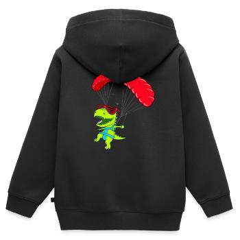 Funny Hang glider dinosaur paraglider flight - Kids Premium Organic Zip-up Hoodie - black - Back - AI Model Kid Male (0cm)