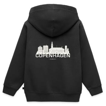 Skyline de Copenhague Copenhague - Sweat Premium à capuche zippé enfant bio - noir - Dos - AI Model Kid Male (0cm)