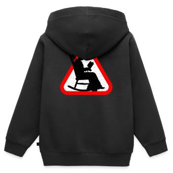 Attention Grandma - Kinder Premium Organic Zip Hoodie - Schwarz - Hinten - AI Model Kid Male (0cm)