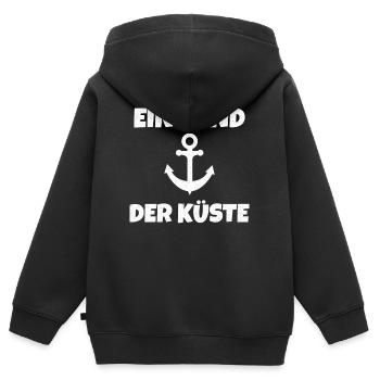 Ein Kind der Küste Geschenkidee - Kinder Premium Organic Zip Hoodie - Schwarz - Hinten - AI Model Kid Male (0cm)
