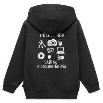 Fotograf - Kinder Premium Organic Zip Hoodie - Schwarz - Hinten - AI Model Kid Male (0cm)