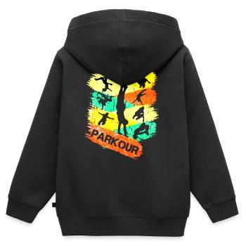 Parkour Freerunning Urban - Kinder Premium Organic Zip Hoodie - Schwarz - Hinten - AI Model Kid Male (0cm)
