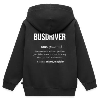 Bus - Sweat Premium à capuche zippé enfant bio - noir - Dos - AI Model Kid Male (0cm)