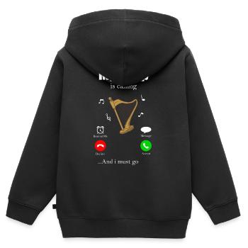 Harfe - Kinder Premium Organic Zip Hoodie - Schwarz - Hinten - AI Model Kid Male (0cm)