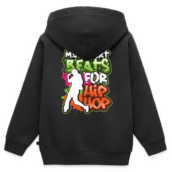 Danse de rue hip hop rap danse techno bboy mc - Sweat Premium à capuche zippé enfant bio - noir - Dos - AI Model Kid Male (0cm)