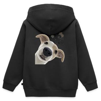 Neugieriger Whippet Hund - Kinder Premium Organic Zip Hoodie - Schwarz - Hinten - AI Model Kid Male (0cm)