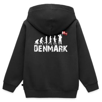 Dänemark - Kinder Premium Organic Zip Hoodie - Schwarz - Hinten - AI Model Kid Male (0cm)