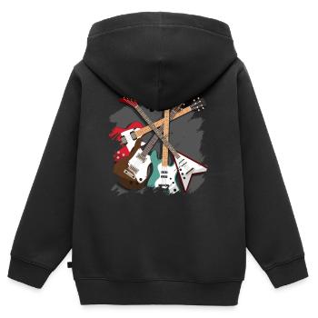 Guitare basse - Sweat Premium à capuche zippé enfant bio - noir - Dos - AI Model Kid Male (0cm)