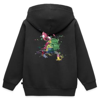 Gecko Reptile, Reptiles, Lézards, gardiens d’animaux - Sweat Premium à capuche zippé enfant bio - noir - Dos - AI Model Kid Male (0cm)