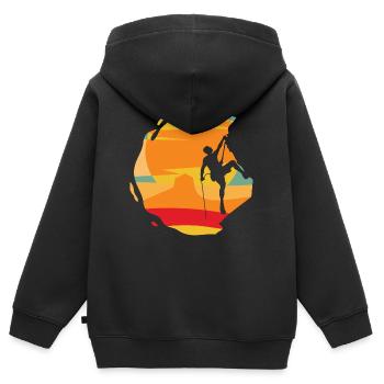 Felsklettern, Bergsteigen, Klettersport, Bouldern - Kinder Premium Organic Zip Hoodie - Schwarz - Hinten - AI Model Kid Male (0cm)