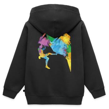 Felsklettern, Bergsteigen, Klettersport, Bouldern - Kinder Premium Organic Zip Hoodie - Schwarz - Hinten - AI Model Kid Male (0cm)
