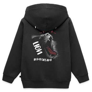 Ronflement drôle disant que je ne ronfle pas le lion - Sweat Premium à capuche zippé enfant bio - noir - Dos - AI Model Kid Male (0cm)