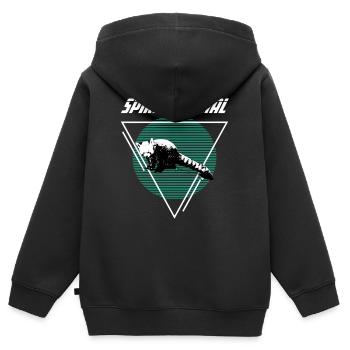 Panda rouge - Sweat Premium à capuche zippé enfant bio - noir - Dos - AI Model Kid Male (0cm)