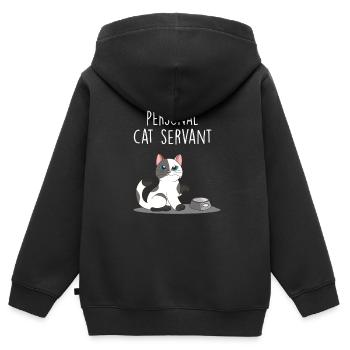 Serviteur de chat personnel amant de chat disant - Sweat Premium à capuche zippé enfant bio - noir - Dos - AI Model Kid Male (0cm)