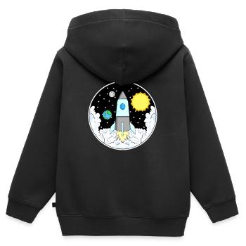Rakete Weltall - Kinder Premium Organic Zip Hoodie - Schwarz - Hinten - AI Model Kid Male (0cm)