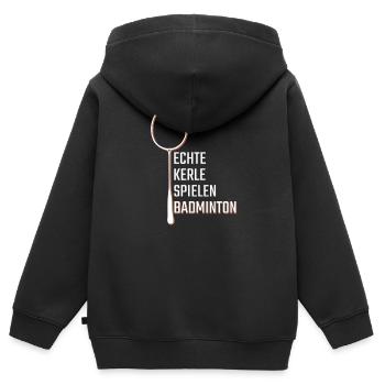 Badminton - Kinder Premium Organic Zip Hoodie - Schwarz - Hinten - AI Model Kid Male (0cm)