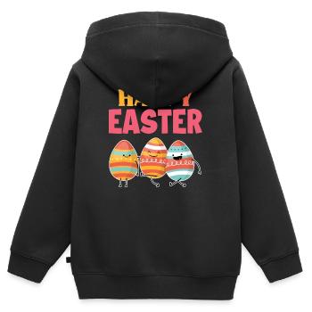 Pâques Pâques - Sweat Premium à capuche zippé enfant bio - noir - Dos - AI Model Kid Male (0cm)