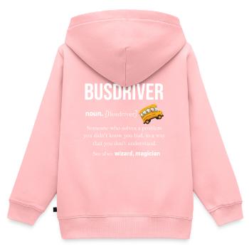 Bus - Kinder Premium Organic Zip Hoodie - Rosa - Hinten - AI Model Kid Female (0cm)