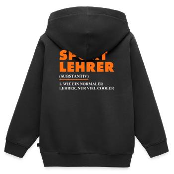 Sportlehrer Spruch - Kinder Premium Organic Zip Hoodie - Schwarz - Hinten - AI Model Kid Male (0cm)