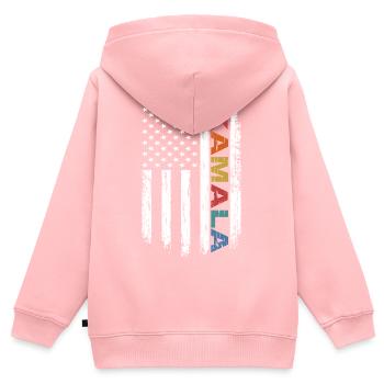 Kamala Harris America Flag Kamala Gift - Sweat Premium à capuche zippé enfant bio - rose - Dos - AI Model Kid Female (0cm)