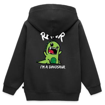Rawr je suis un dinosaure mignon dinosaure pour les enfants - Sweat Premium à capuche zippé enfant bio - noir - Dos - AI Model Kid Male (0cm)