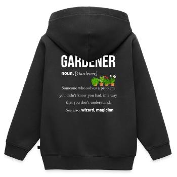 Gärtner - Kinder Premium Organic Zip Hoodie - Schwarz - Hinten - AI Model Kid Male (0cm)