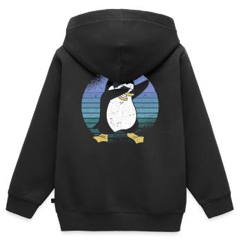Costume de pingouin, pingouins, pingouins - Sweat Premium à capuche zippé enfant bio - noir - Dos - AI Model Kid Male (0cm)