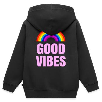 Good Vibes - Kinder Premium Organic Zip Hoodie - Schwarz - Hinten - AI Model Kid Male (0cm)