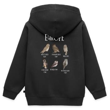 Eulenarten, Eulen & Kauze, Eule Fan - Kinder Premium Organic Zip Hoodie - Schwarz - Hinten - AI Model Kid Male (0cm)