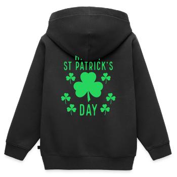 St Patricks Day, St Patricks Day, St Patricks Day - Kids Premium Organic Zip-up Hoodie - black - Back - AI Model Kid Male (0cm)