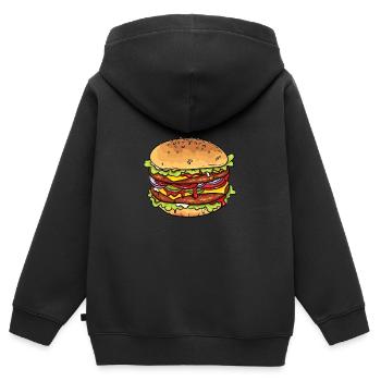 Burger - Sweat Premium à capuche zippé enfant bio - noir - Dos - AI Model Kid Male (0cm)