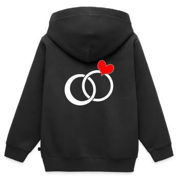 Bague de mariage bague de fiançailles de mariage - Sweat Premium à capuche zippé enfant bio - noir - Dos - AI Model Kid Male (0cm)