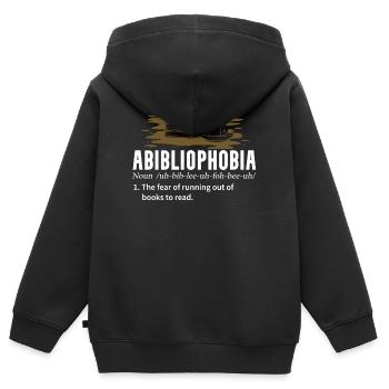 Leseratte und Bücherwurm Geschenk, - Kinder Premium Organic Zip Hoodie - Schwarz - Hinten - AI Model Kid Male (0cm)