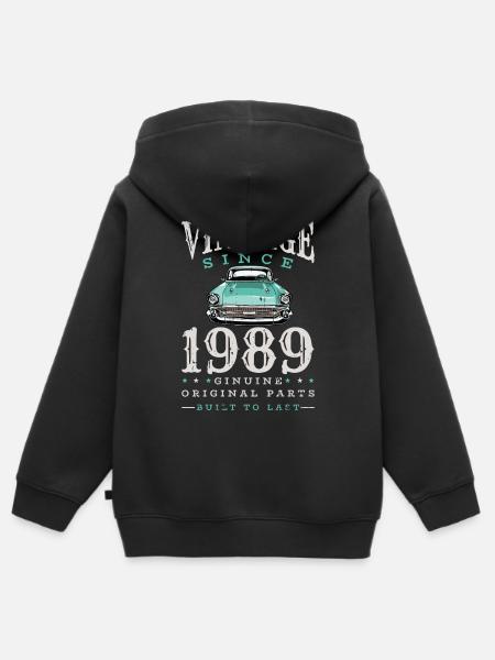 Vintage Oldtimer 1989 Retro Auto Jahrgang Geschenk - Premium børne zip-hættetrøje økologisk - sort