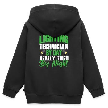 Beleuchtung Techniker von Tag Licht Musik Band Geschenk - Kinder Premium Organic Zip Hoodie - Schwarz - Hinten - AI Model Kid Male (0cm)