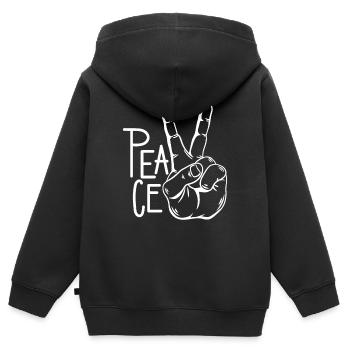 Peace Zeichen - Kinder Premium Organic Zip Hoodie - Schwarz - Hinten - AI Model Kid Male (0cm)