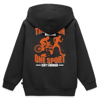 Triathlon - Sweat Premium à capuche zippé enfant bio - noir - Dos - AI Model Kid Male (0cm)