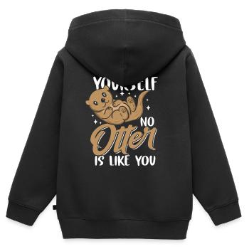 Otter - Kinder Premium Organic Zip Hoodie - Schwarz - Hinten - AI Model Kid Male (0cm)